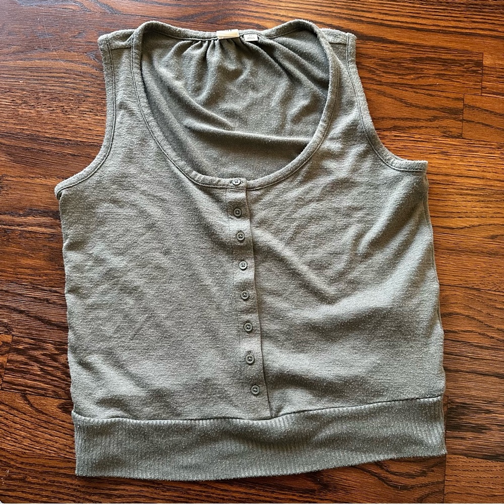 GAP sage green Button-Front cropped Tank Top